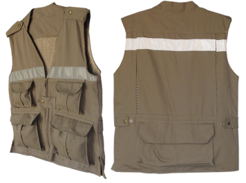 Chaleco Cazador Reportero con cinta textil reflejante